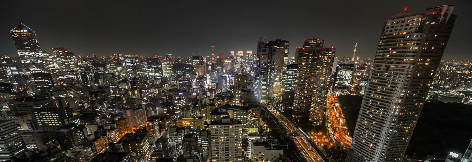東京の高層ビル群が光り輝く夜景